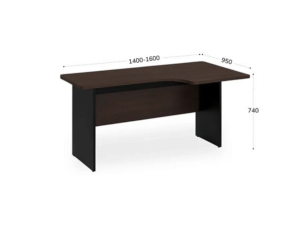 БЕРЛИН / BERLIN Угловое рабочее место правое 1600х950х740 Венге/Черный - Вид 2
