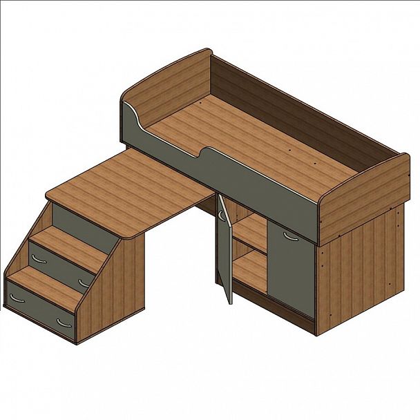 Кровать-чердак "Дюймовочка-2" дуб/голубой - Вид 2