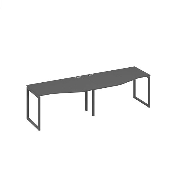 Рабочая станция столы (2х140) Техно эргономичные каркас QUATTRO A4 А4 Б4 063-2 БП антрацит премиум / металлокаркас антрацит - Вид 1