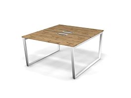 MATRIX 121S204-V Стол прямой двойной, пров-ик Merida (V-опоры) 1380х1590х775 Дуб Крафт Золотой/Белый - Фото предпросмотра