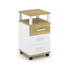 Concept Тумба мобильная 3 ящ. с надставкой CN.TUM-004 W Дуб Винченцо/Белый Бриллиант/Металл Белый 420*420*782 - Фото предпросмотра