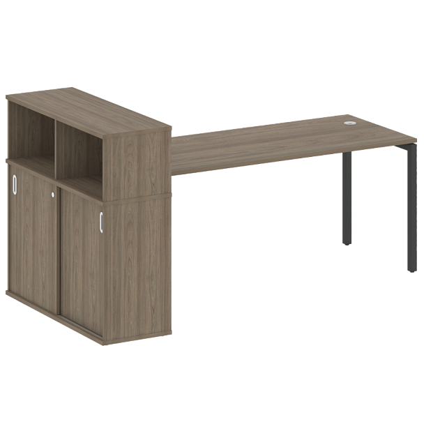 Metal System Quattro Стол письменный с шкафом-купе на П-образном м/к 40БП.РС-СШК-3.5 Т Вяз/Антрацит металл 2210*1120*1098 - Вид 1