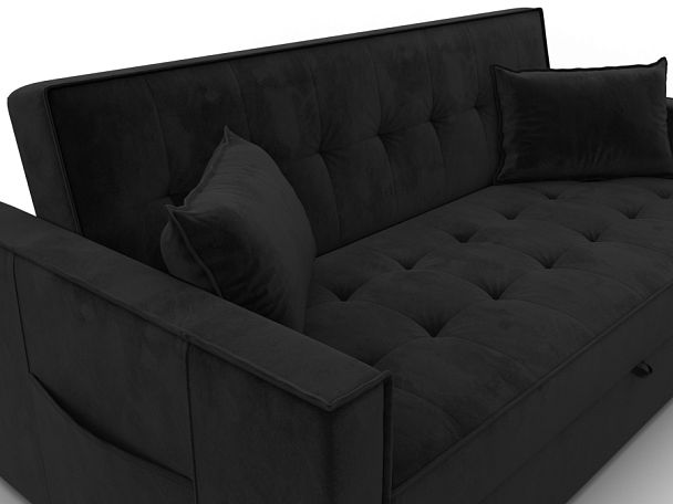 Диван прямой Лига-104 (160) Велюр черный - Вид 4