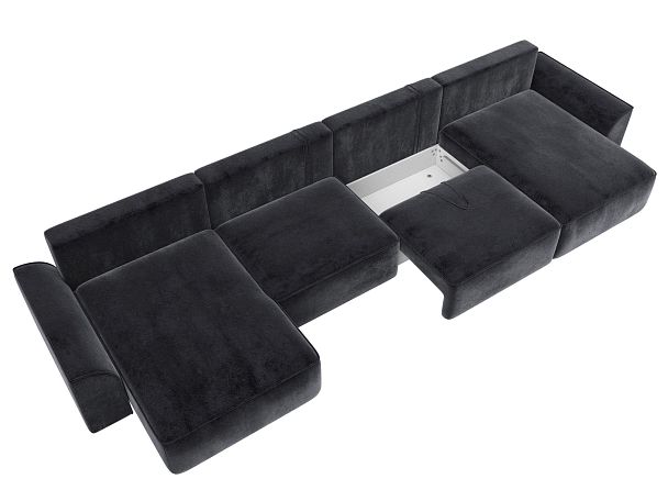 Диван п-образный Лига-048 НПБ лонг Велюр серый - Вид 7