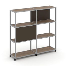 Shelf Mobile Стеллаж 4 уровня 2 секции VR.LT-STK-412.08 Дуб Аризона/Металл Серый/W-25 1570*400*1523 - Фото предпросмотра