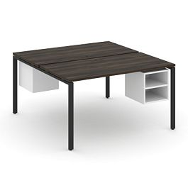 Concept Рабочая станция 2 сторонняя с подвесными тумбами на 2 места CN.DRS-107 Дуб Мали/Белый Бриллиант/Металл Черный 1380*1480*750 - Фото предпросмотра