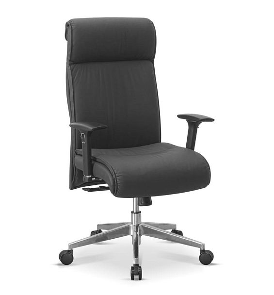 Кресло Dark подлокотники 3D натуральная кожа с компаньоном / черная - Вид 1