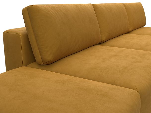 Диван угловой модульный с пуфом Лига-060 НПБ Лонг угол универсальный Велюр желтый - Вид 4