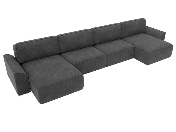 Диван п-образный Лига-048 НПБ лонг Велюр серый - Вид 6