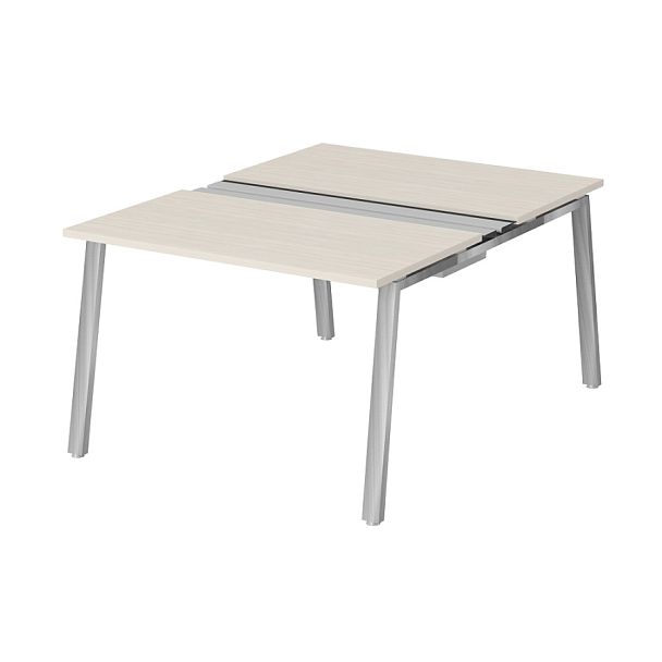 Рабочая станция на металлокаркасе с щетками и лотком  Р-ТНП3 "Столы для персонала"  ПК-ТНП-СР120Х160Н2/МКА/БЭ/КК-В2-1048 дуб альпийский - Вид 1