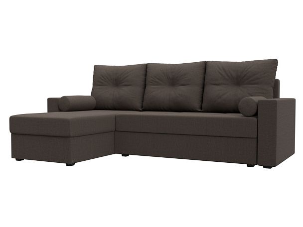 Диван угловой Верона Лайт левый угол Рогожка коричневый - Вид 1