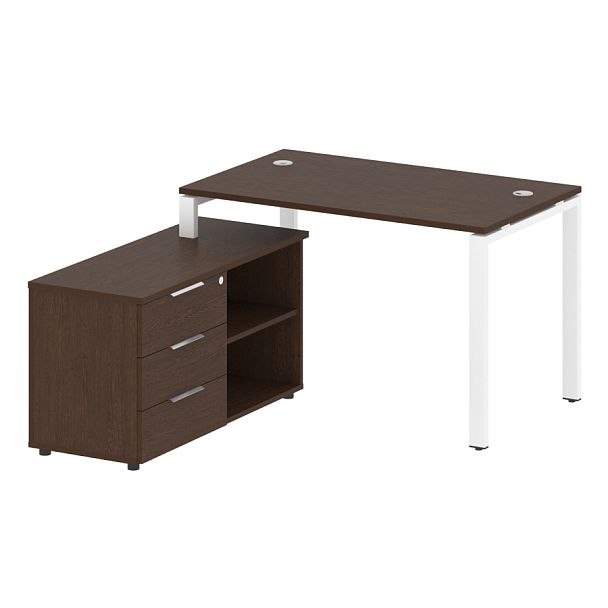 Metal System Р. ст. с тумбой на П-образном м/к БП.РС-СТС-2.2 (L) Венге/Белый металл 1300*1520*750 - Вид 1