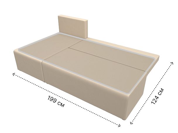 Угловой диван Поло левый (полностью экокожа бежевая) - Вид 10