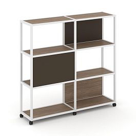 Shelf Mobile Стеллаж 4 уровня 2 секции VR.LT-STK-414.10 Дуб Аризона/Металл Белый/W-25 1970*400*1523 - Фото предпросмотра