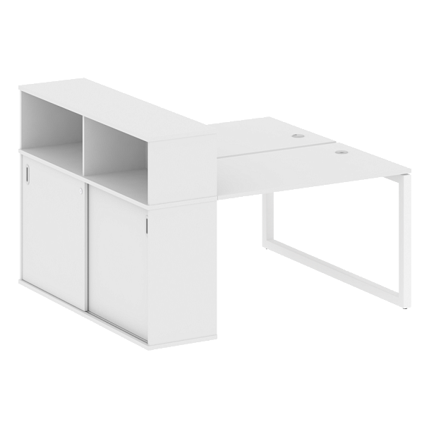 Metal System Quattro Р. ст. с шкафом-купе на О-образном м/к 50БО.РС-СШК-2.2 Т Белый/Белый металл 1610*1475*1098 - Вид 1
