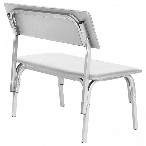 Банкетка со спинкой "Астрид", 1200х470х796 мм, каркас светло-серый, кожзам светло-серый - Вид 4