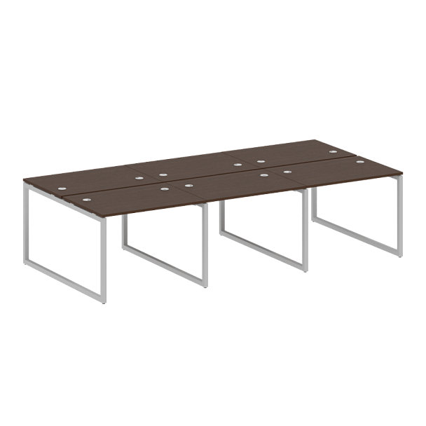 Metal System Quattro Р. ст. на 6 раб. места на О-образном м/к 40БО.СМ-6.1 Венге/Серый металл 3000*1475*750 - Вид 1