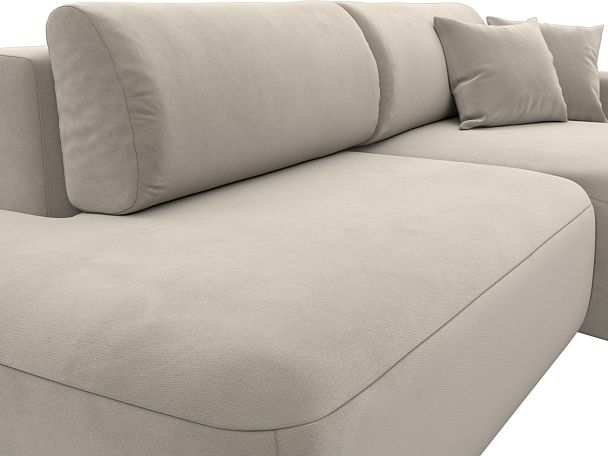 Диван угловой Лига-036 Модерн правый угол Микровельвет бежевый - Вид 5