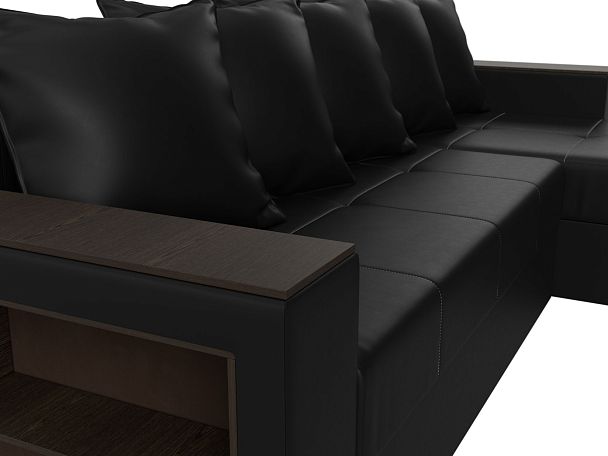 Диван угловой Дубай Лайт угол правый (полностью экокожа черная) - Вид 4