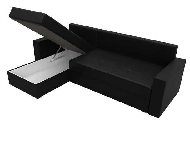 Диван угловой Верона Лайт угол левый (полностью экокожа черная) - Вид 9