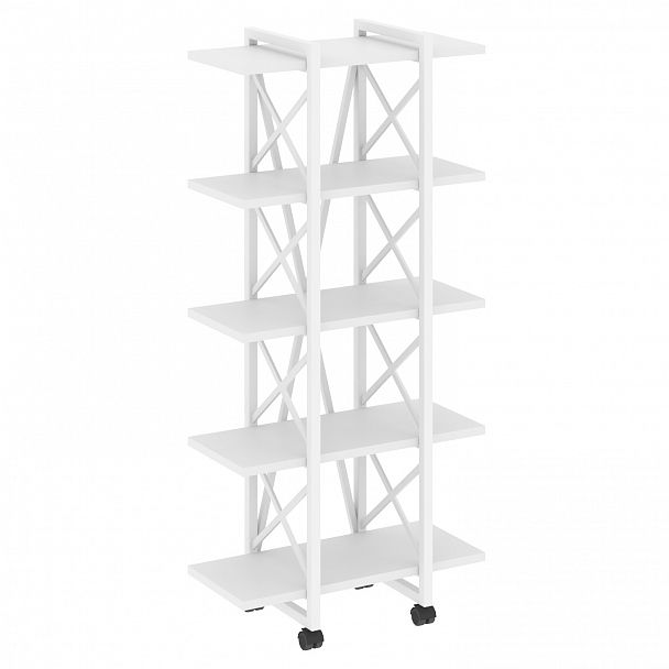 Стеллаж на колесах "Loft" VR.L-MST.K-5.4V белый бриллиант/белый - Вид 1