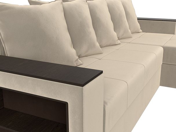 Диван угловой Дубай Лайт угол правый (полностью микровельвет бежевый) - Вид 4