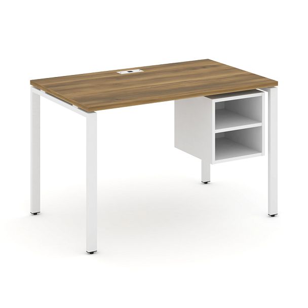 Concept Стол рабочий с подвесной тумбой с 2 открытыми нишами CN.SP-106 Сандал Янтарный/Белый Бриллиант/Металл Белый 1180*720*750 - Вид 1