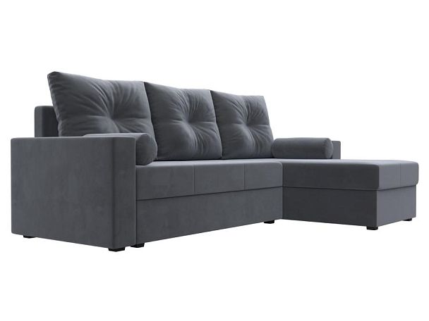 Диван угловой Верона Лайт угол правый (полностью велюр серый) - Вид 3