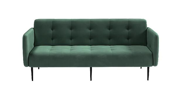 Monaco диван-кровать прямой с подлокотниками, трехместный, бархат зеленый 19 - Вид 1