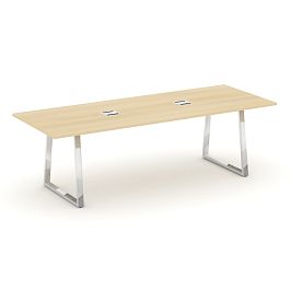 Style Project Direct Lux Стол переговорный M-SN-6T1.SPRG-258 Акация Лорка/Нержавеющая Сталь/Хром 2580*980*25 - Фото предпросмотра