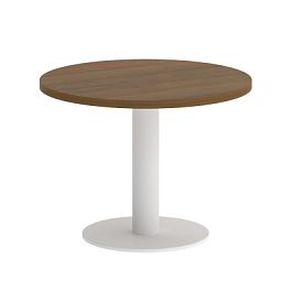 Home Office Стол журнальный круглый VR.SP-5-60.1G Орех/Белый металл 600*600*450 - Фото предпросмотра