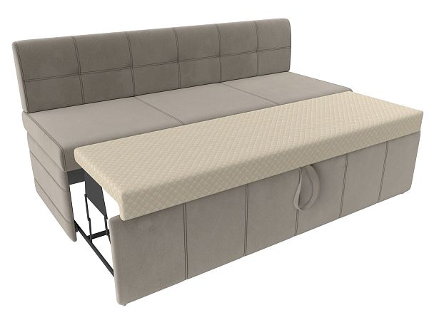 Кухонный прямой диван Лео (полностью микровельвет бежевый) - Вид 7
