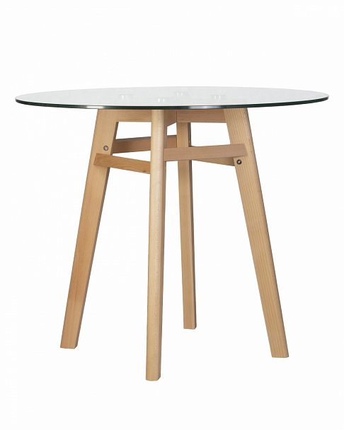 Стол обеденный DOBRIN HENRY`90 GLASS (столешница стекло, деревянное основание) - Вид 1