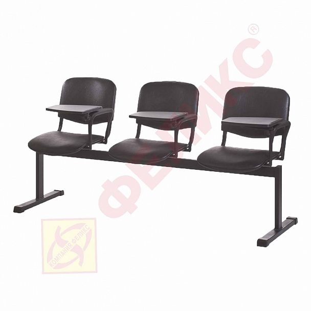 Трио+  мод.СМ 82/12-03 секция 3-х метная с пюпитром "Кресла для залов ожидания" ТК-002960000598 черный - Вид 1