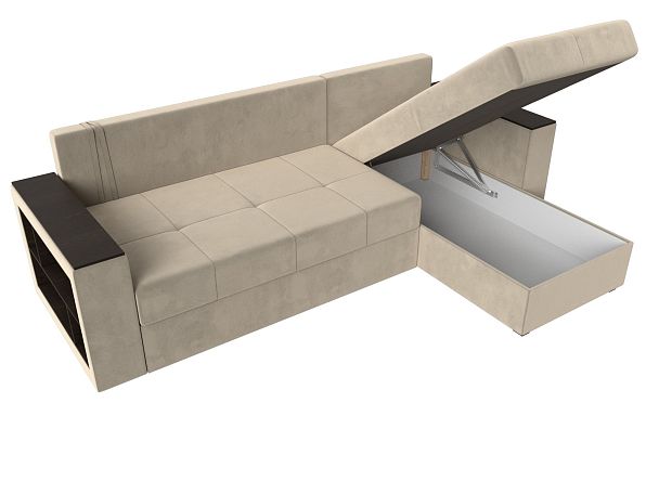 Диван угловой Дубай Лайт угол правый (полностью микровельвет бежевый) - Вид 7
