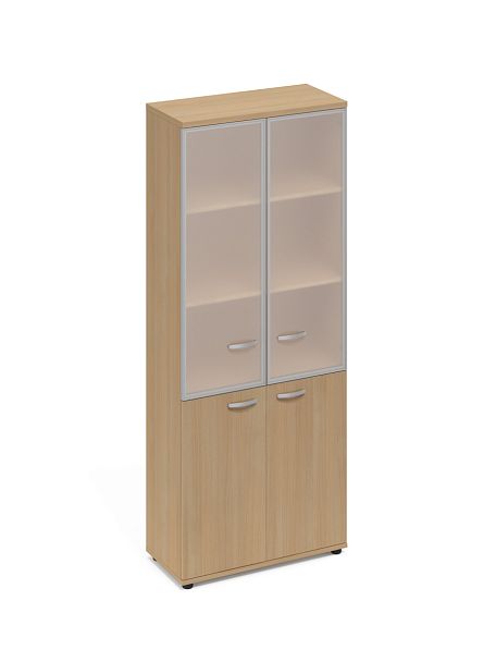 Шкаф со стеклянными дверьми в алюминиевой рамке A4 А4 9380 БП натуральный дуб - Вид 1