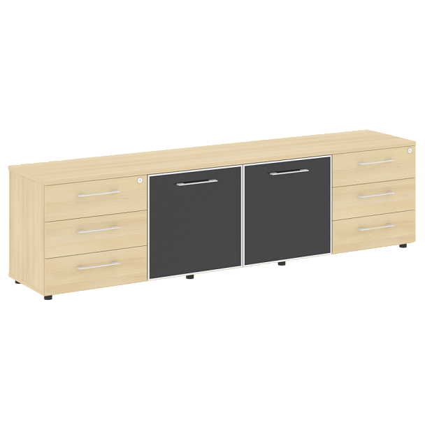 Yalta Тумба модульная LT.TS-4.2 black Акация/Стекло black 2188*450*580 - Вид 1