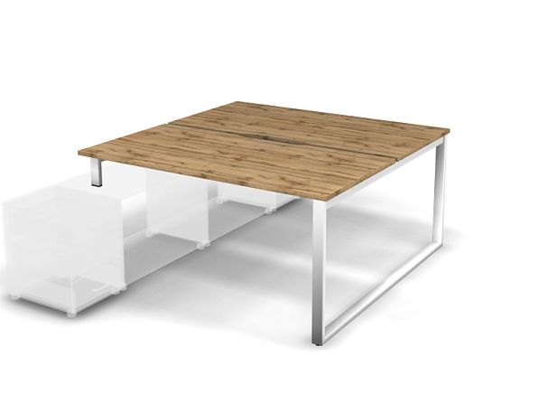 MATRIX 121В202-O Стол прямой, опора на тумбу, пров. вырез. (O-опоры) 1580х1590х775 Дуб Крафт/Белый - Вид 1