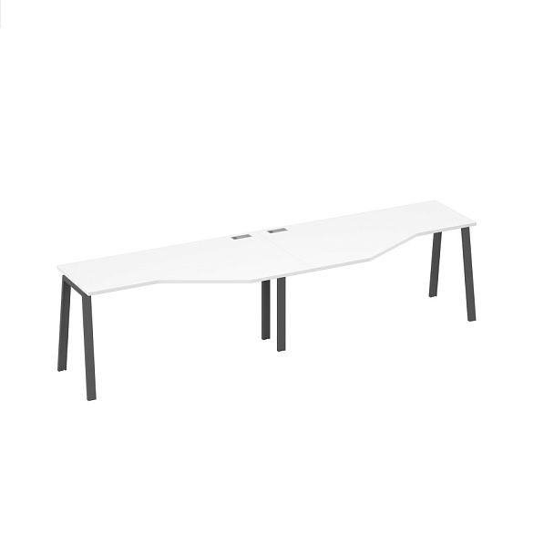 Рабочая станция каркас TRE со столами Техно (2х160) A4 А4 Б3 055-2 БП белый премиум / металлокаркас антрацит - Вид 1