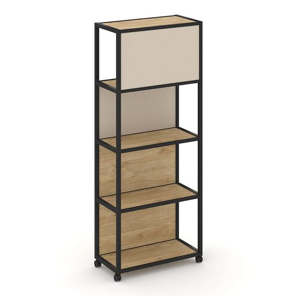 Shelf Mobile Стеллаж 5 уровней 1 секция VR.LT-STK-504.08 Тиквуд Светлый/Металл Черный/W-04 800*400*2000 - Вид 3