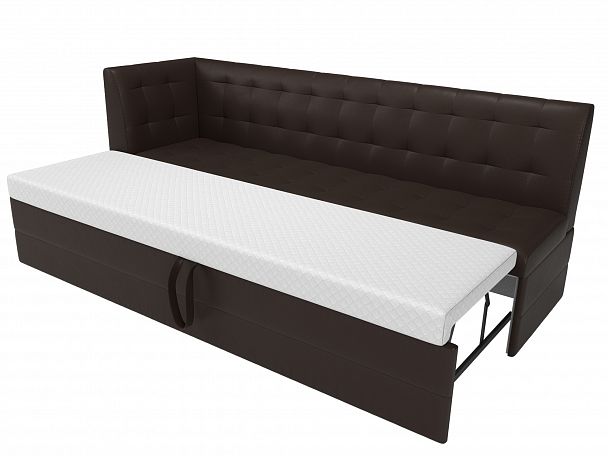 Кухонный диван Бриз с левым углом (полностью экокожа коричневая) - Вид 6