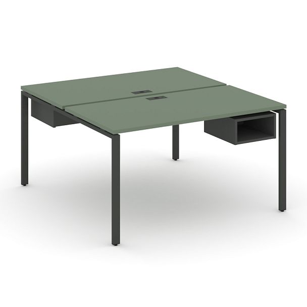 Concept Рабочая станция 2 сторонняя с подвесными тумбами на 2 места CN.DRS-103 Кобо/Антрацит/Металл Антрацит 1380*1480*750 - Вид 1