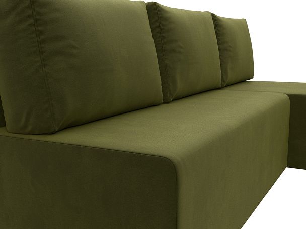 Угловой диван Поло правый (полностью микровельвет зеленый) - Вид 4