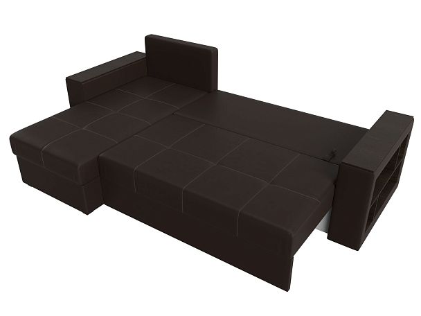 Диван угловой Дубай Лайт угол левый (полностью экокожа коричневая) - Вид 9