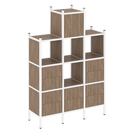 Loft Прямой стеллаж наборный VR.L-18 Дуб аризона/Белый металл 1278*446*1869 - Фото предпросмотра