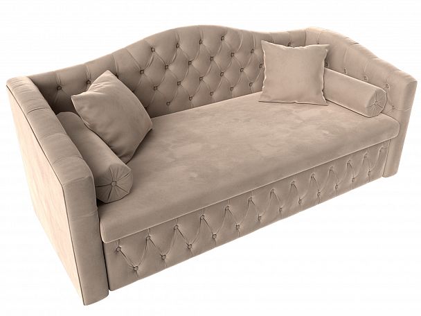 Прямой диван Мечта (полностью велюр бежевый) - Вид 5