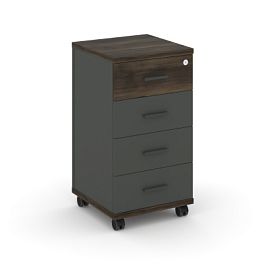 Concept Тумба мобильная 4 ящ. CN.TUM-005 A Дуб Мали/Антрацит/Металл Антрацит 420*420*782 - Фото предпросмотра