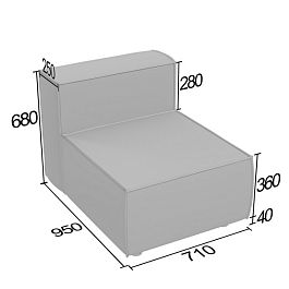 (jaf-km) Кресельная секция Джаф без подлокотников - Фото предпросмотра