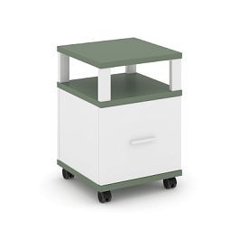 Concept Тумба мобильная 1 распаш. фасад с надставкой CN.TUM-008 W Кобо/Белый Бриллиант/Металл Белый 420*420*615 - Фото предпросмотра