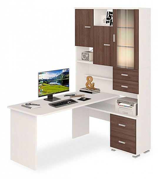 Стол компьютерный Домино СР-620/160 Белый/Шамони правый - Вид 1